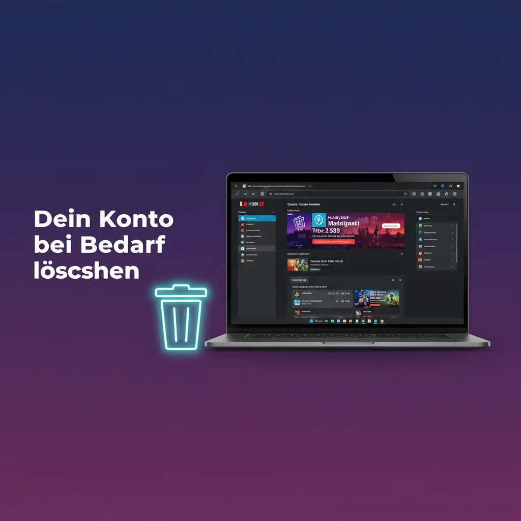 Infografik: Konto bei Bedarf löschen – Pause/Sperre, Support kontaktieren, Guthaben auszahlen, E-Mail-Bestätigung.