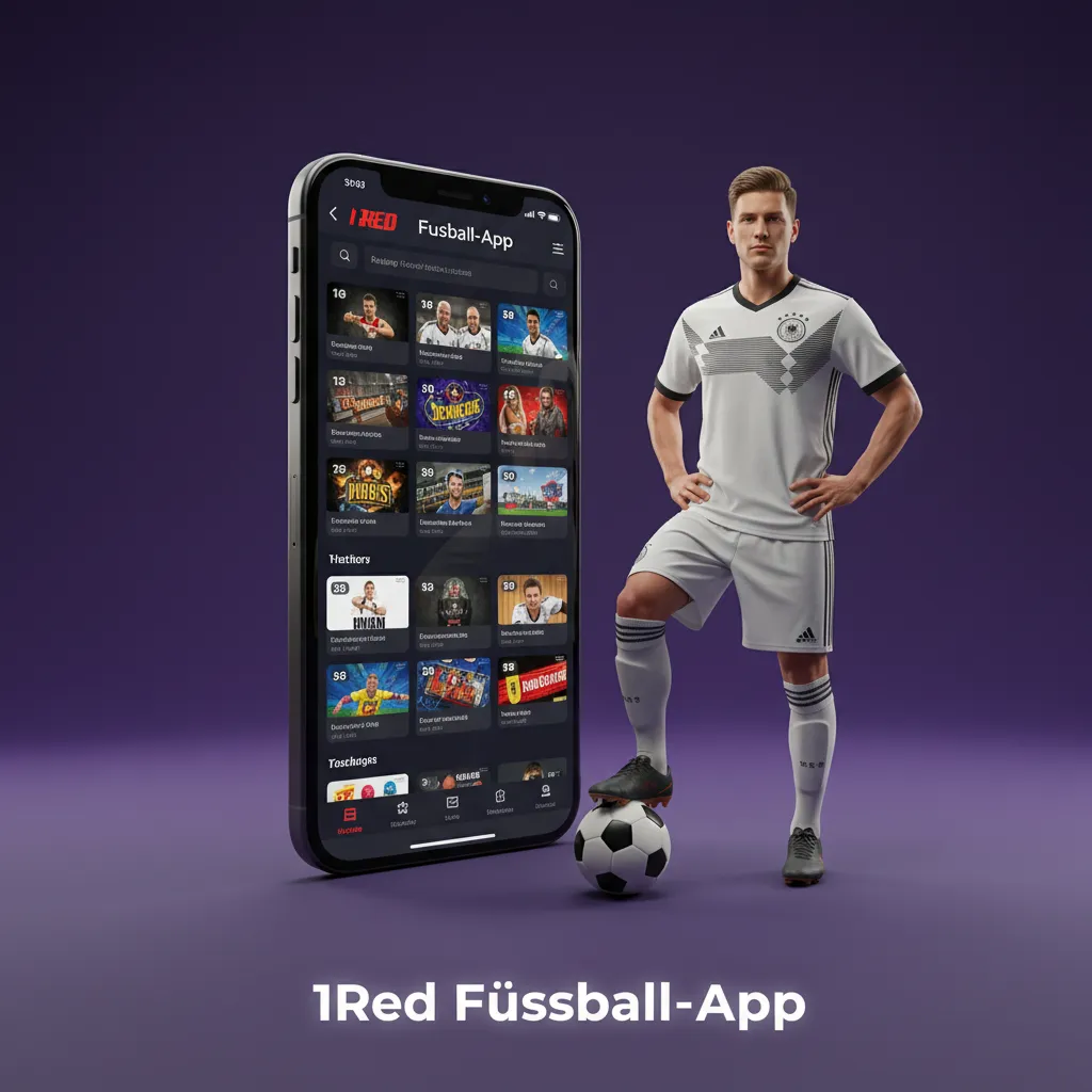 Smartphone mit 1Red Fußball‑App: Live‑Quoten, Wettschein und Push‑Hinweise; verfügbar für iOS und Android.