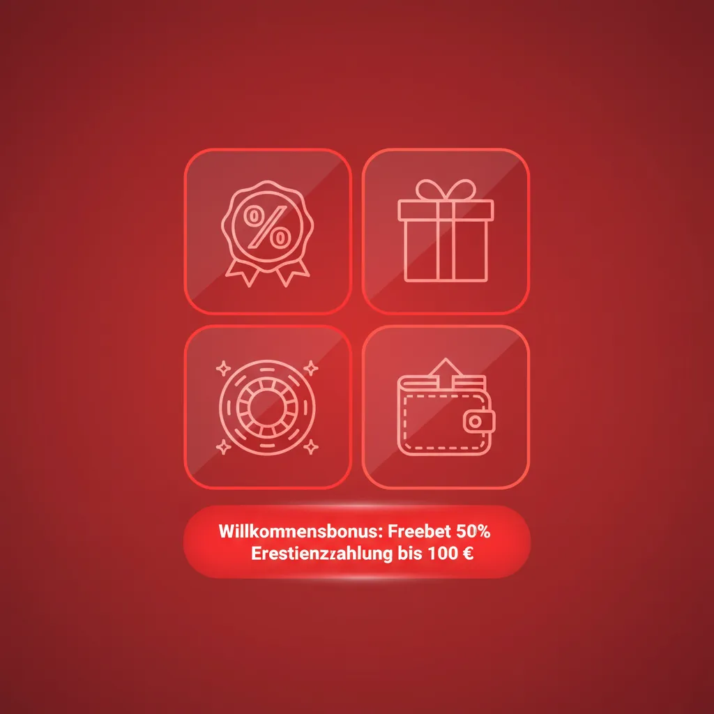 Banner: Willkommensbonus Freebet 50% bis 100 €, Mindesteinzahlung 20 €, 35x Umsatz, 7 Tage, Slots 100%, Tischspiele 10%.