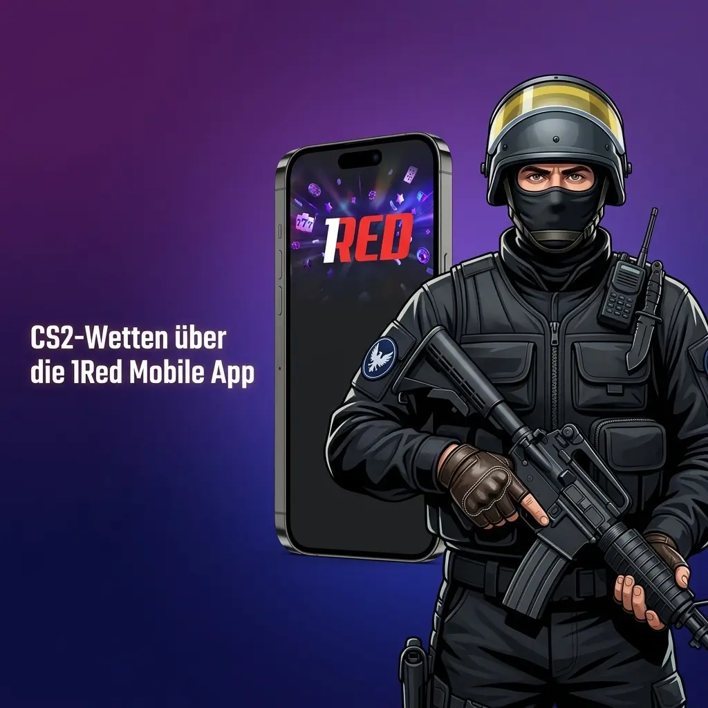 1Red Mobile App auf einem Smartphone mit CS2-Wetten und eSports-Bereich in Deutschland